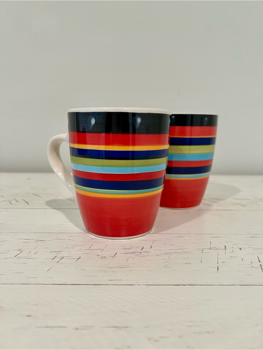 Gibson Home Striped Red Ceramic Coffee Mug - Multi-Color Design